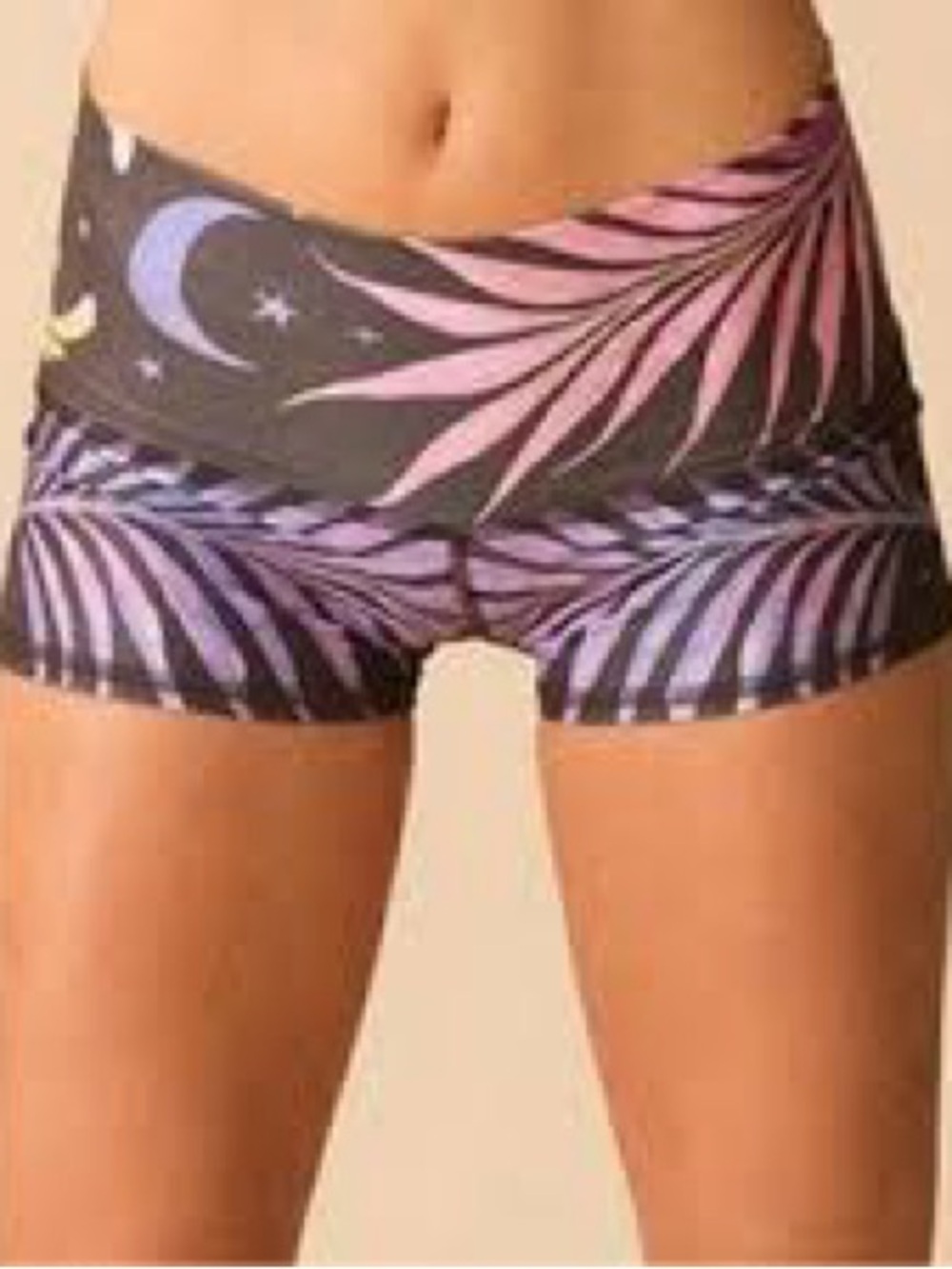 teeki Purple and Pink Tropical Moon Athletic Shorts